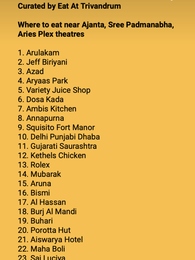 IFFK Theatres & Places to Eat from Eat at Tvm